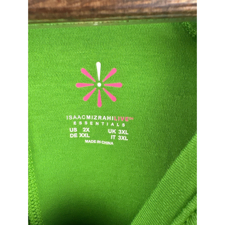 Women’s Isaac Mizrahi Live! 2X Bright Green Long Sleeve Shirt