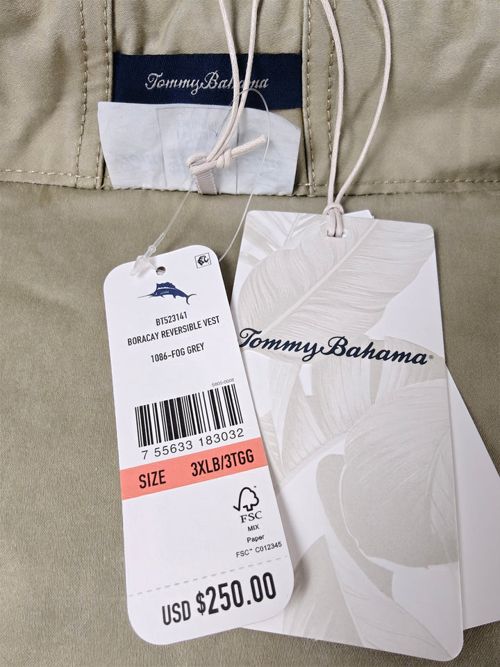 Men Tommy Bahama Boracay Reversible Vest Fog Grey 3XL