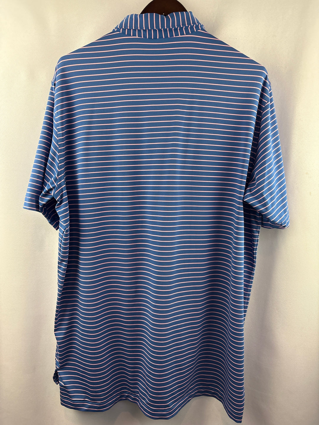 Men’s Peter Millar XL Blue &amp; Pink Striped Golf Polo