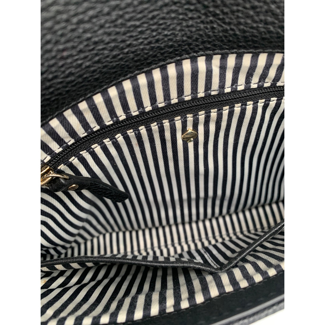 Kate Spade New York Black Pebbled Leather Crossbody Bag With Gold Hardware