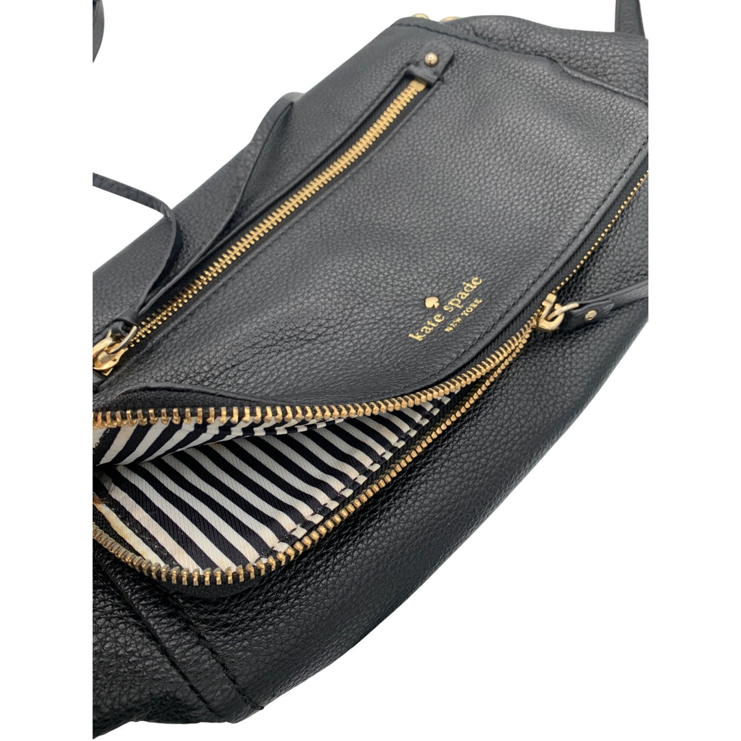 Kate Spade New York Black Pebbled Leather Crossbody Bag With Gold Hardware