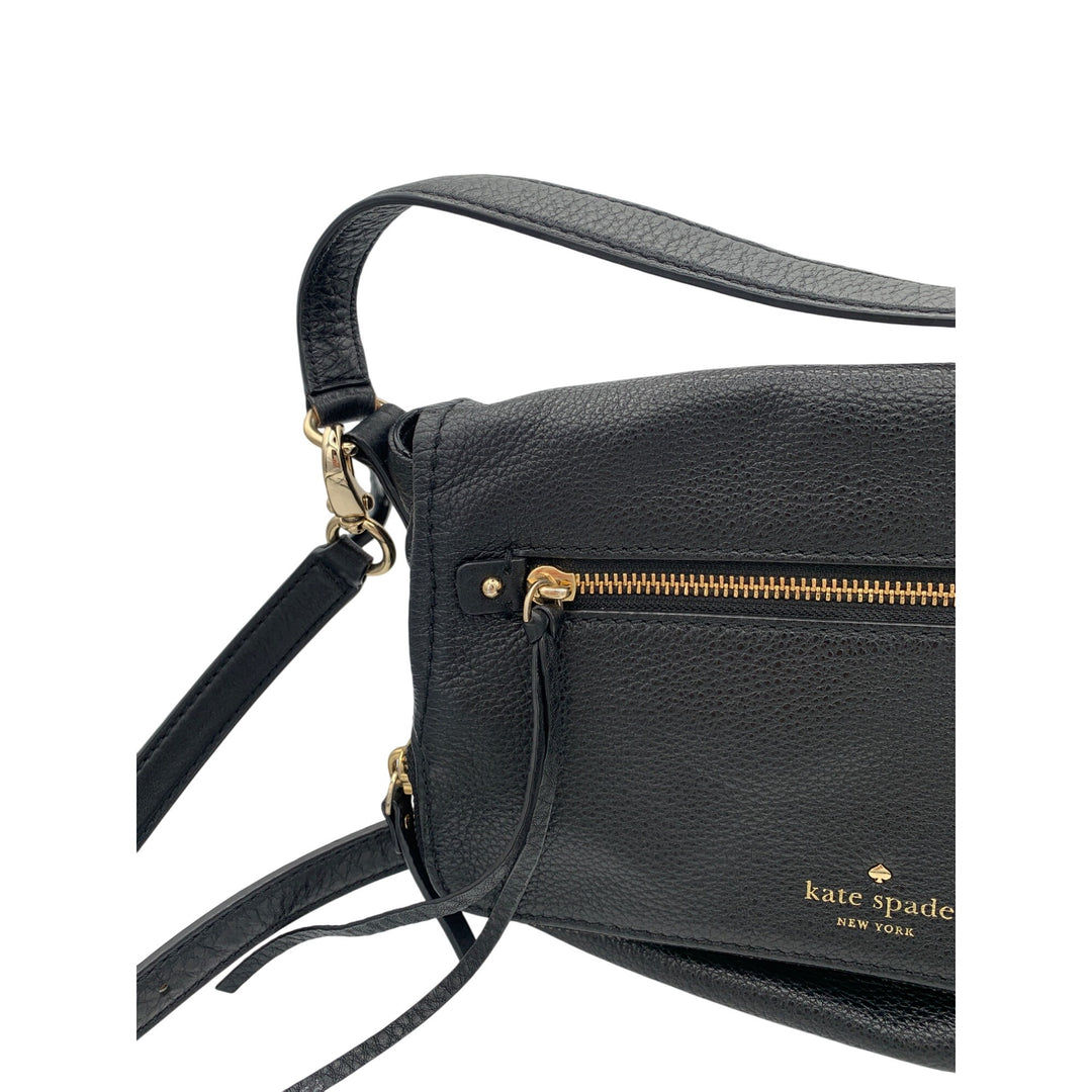 Kate Spade New York Black Pebbled Leather Crossbody Bag With Gold Hardware