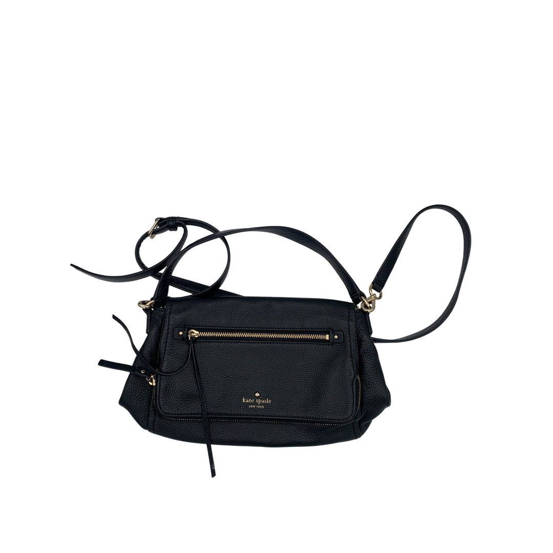 Kate Spade New York Black Pebbled Leather Crossbody Bag With Gold Hardware