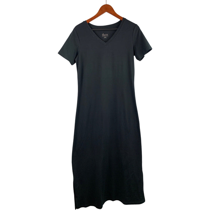 D&amp;Co. Essentials Black V-Neck Short Sleeve Maxi Dress XXSP