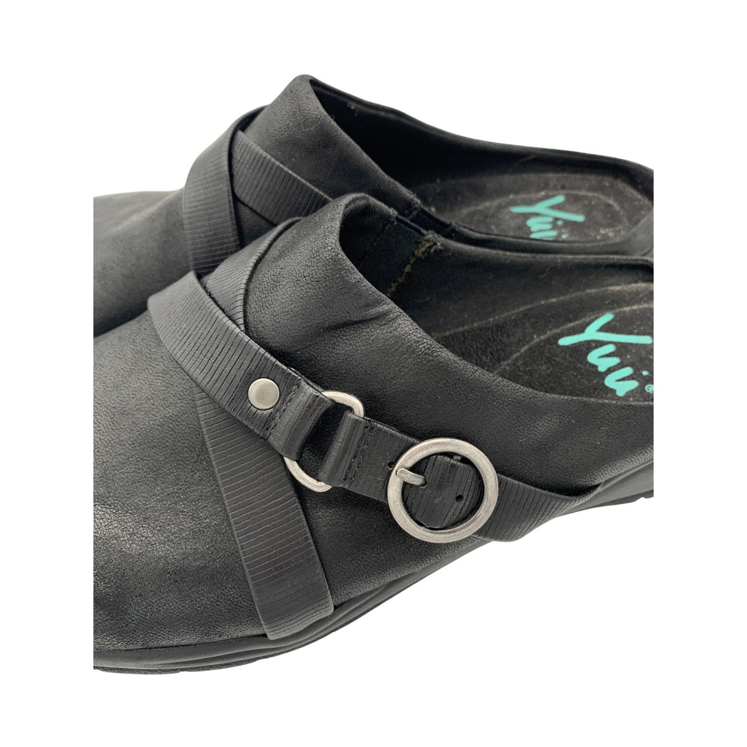 Yuu Womens Black Slip-On Comfort Clogs Size 8