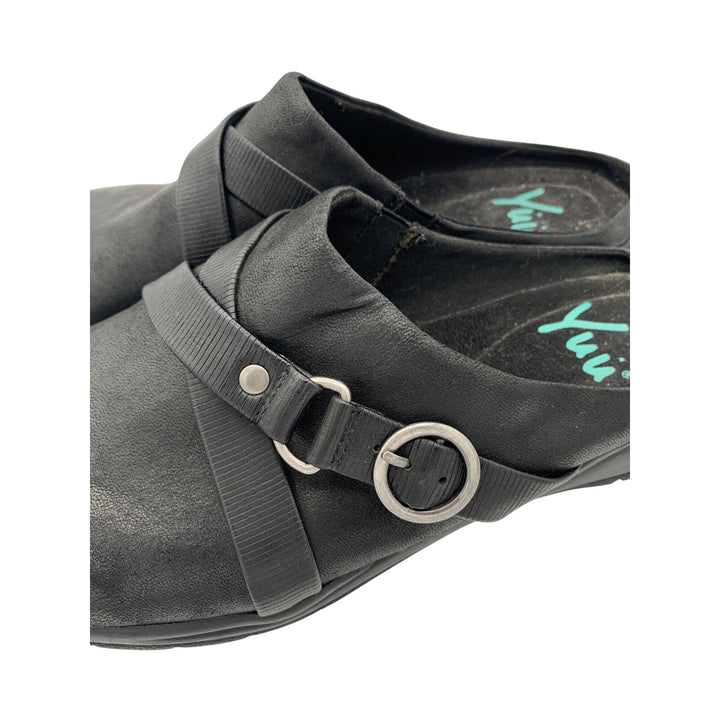 Yuu Womens Black Slip-On Comfort Clogs Size 8