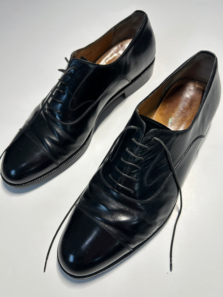 Salvatore Ferragamo Black Cap Toe Oxford Men’s 11 D Leather Made in Italy Dress Shoes