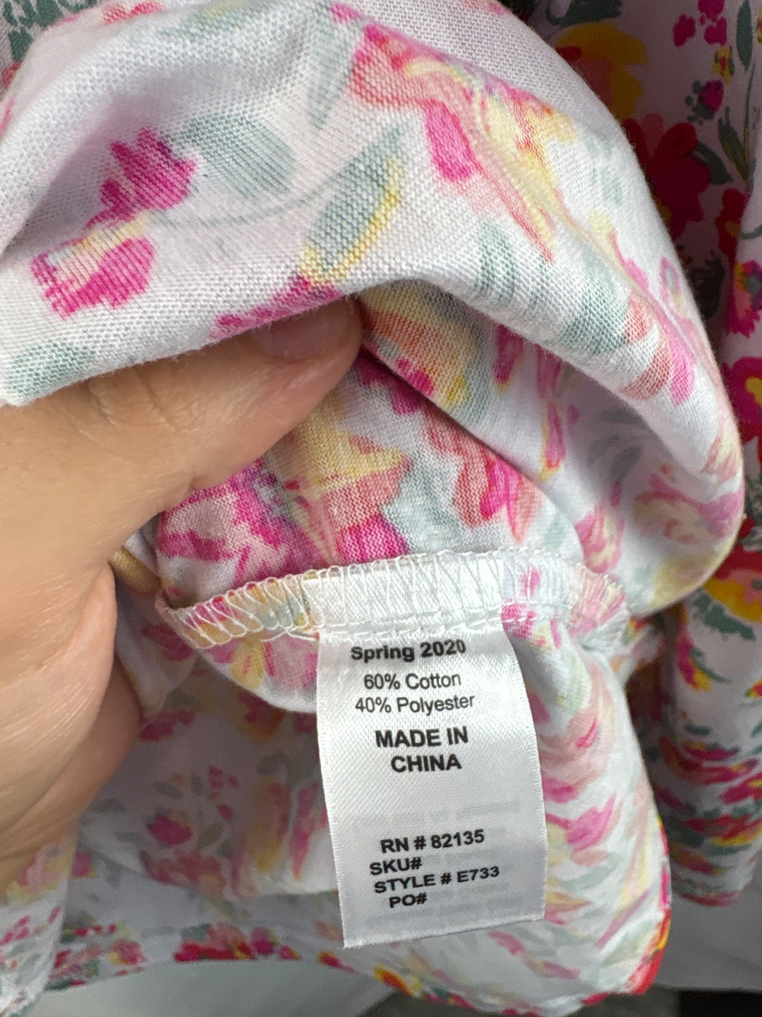 Women’s Fresh Produce Size 2X White Floral Long Sleeve Shirt