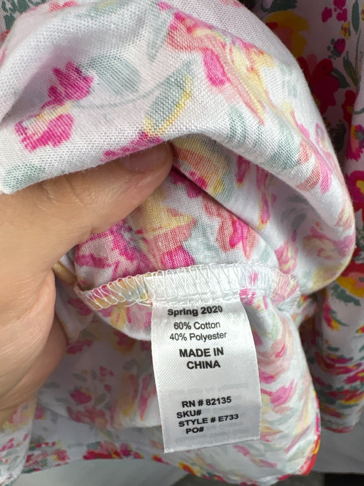 Women’s Fresh Produce Size 2X White Floral Long Sleeve Shirt