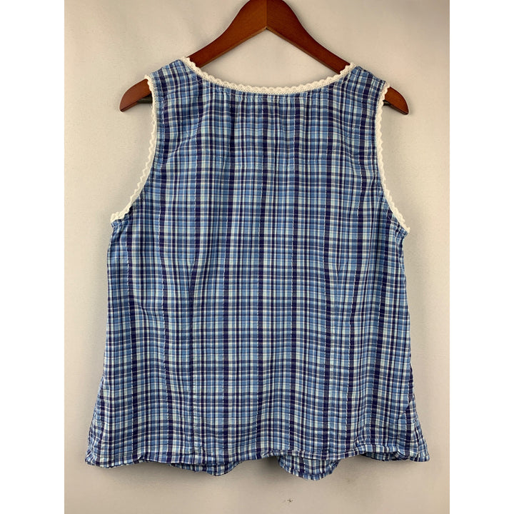 Women’s Avenue Blue Plaid Lace Tank Top Size L