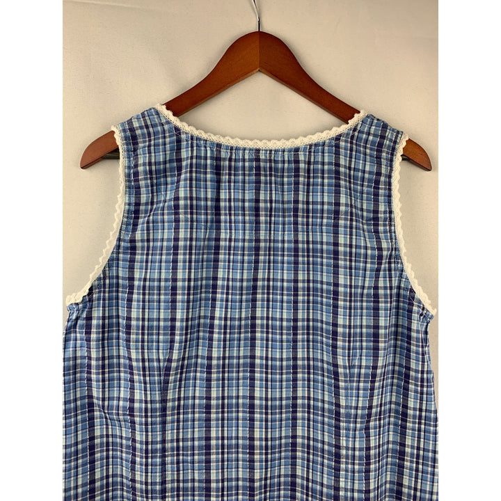 Women’s Avenue Blue Plaid Lace Tank Top Size L