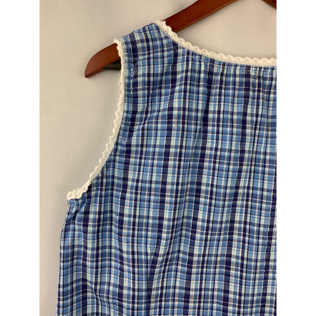Women’s Avenue Blue Plaid Lace Tank Top Size L