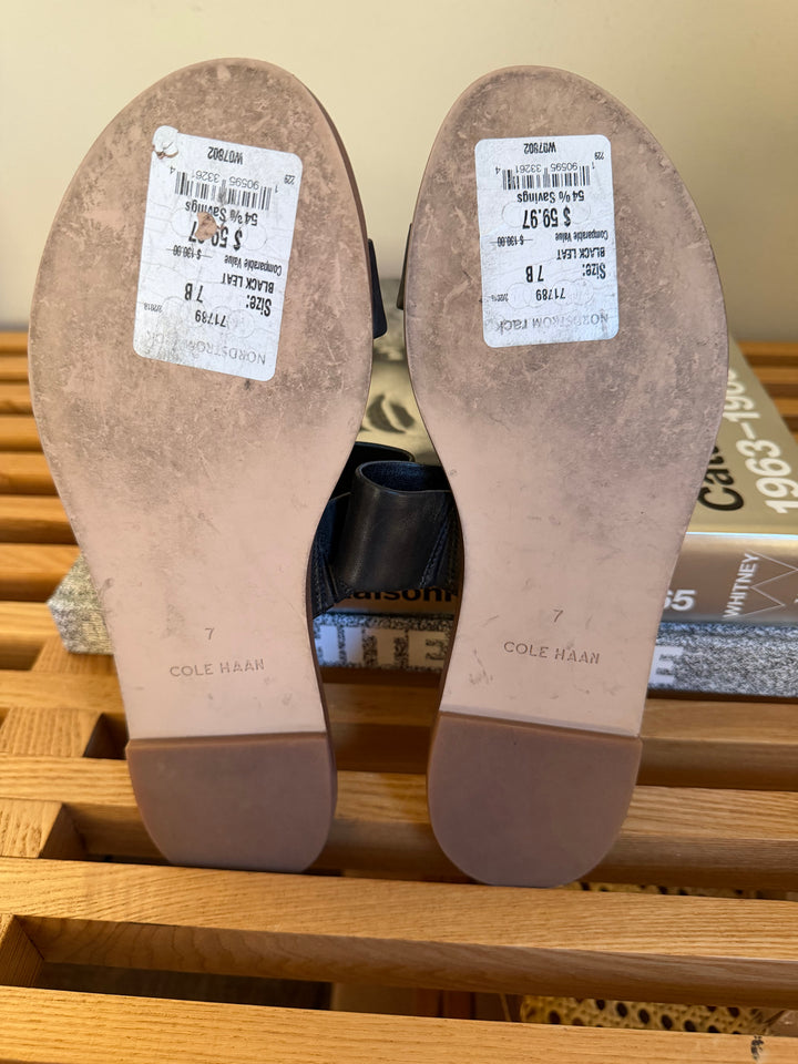 Cole Haan Grand.OS Black Leather Slide Sandals Size 7
