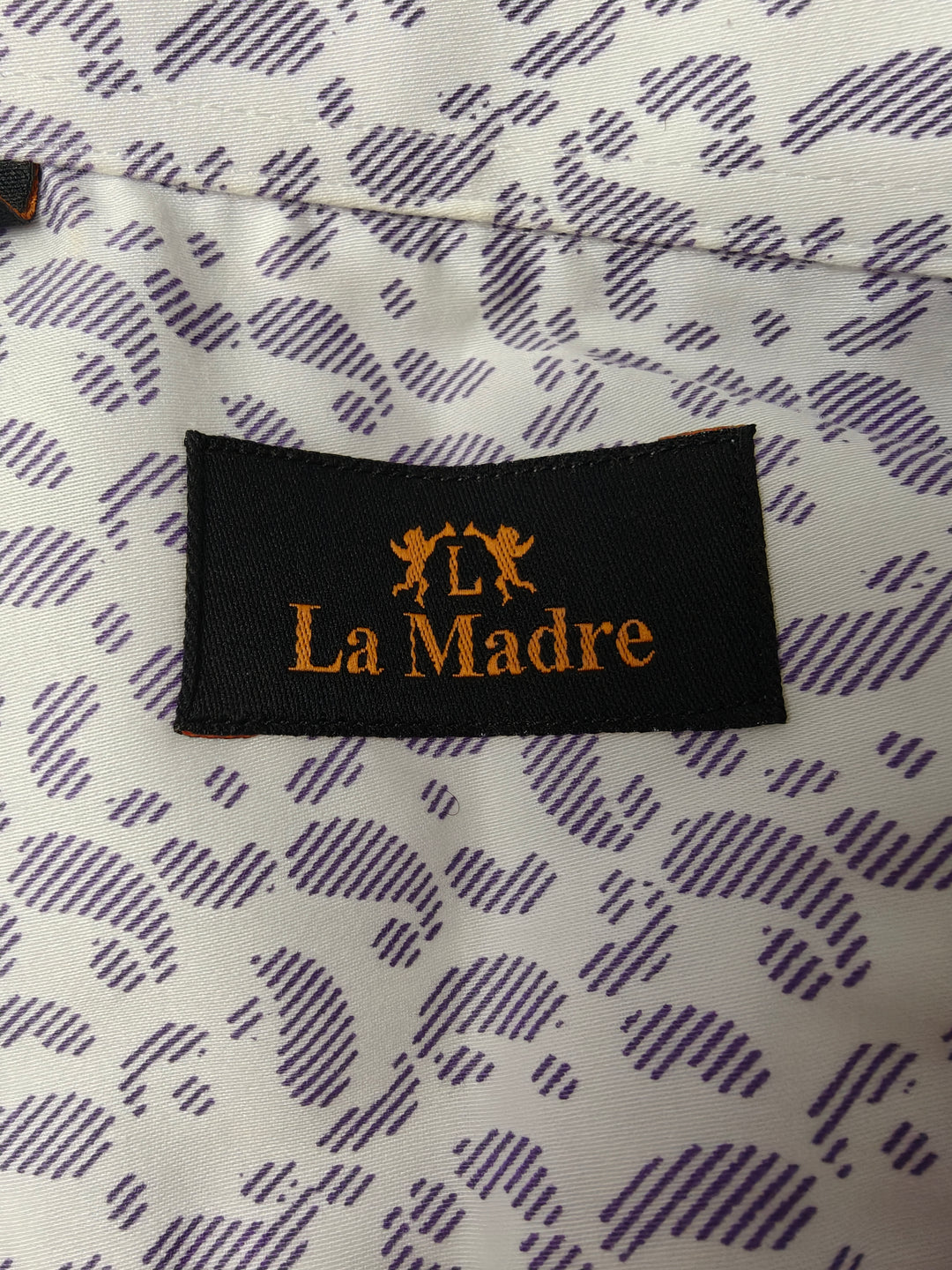 Men’s La Madre Button-Up Shirt White Purple Leopard Print XL
