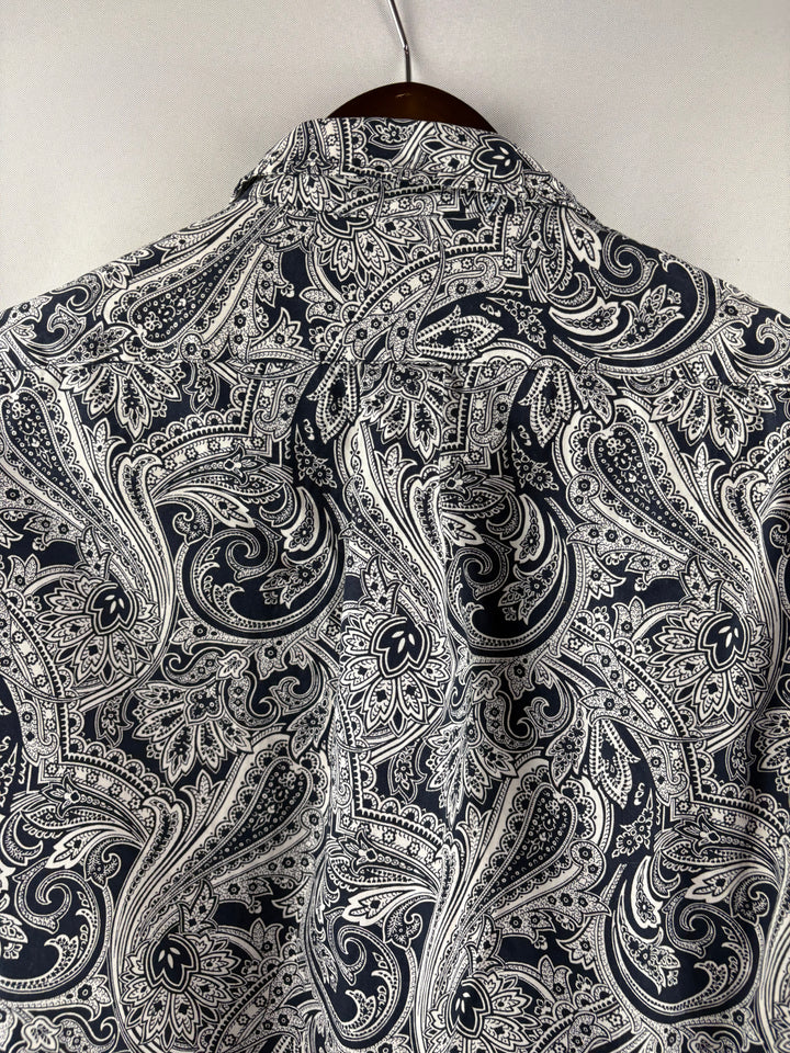 Women’s Vintage Ralph Lauren XS Navy & White Paisley Button Up