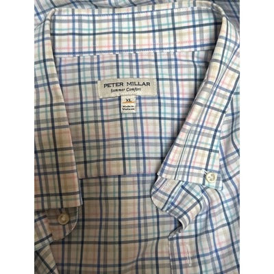 Peter Millar Mens XL Summer Comfort Plaid Button-Down Shirt Multicolor Long Sleeve