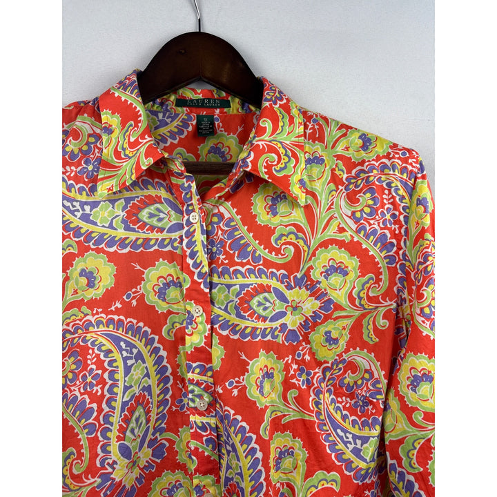 Women’s Green Label Ralph Lauren Orange Paisley Button Up