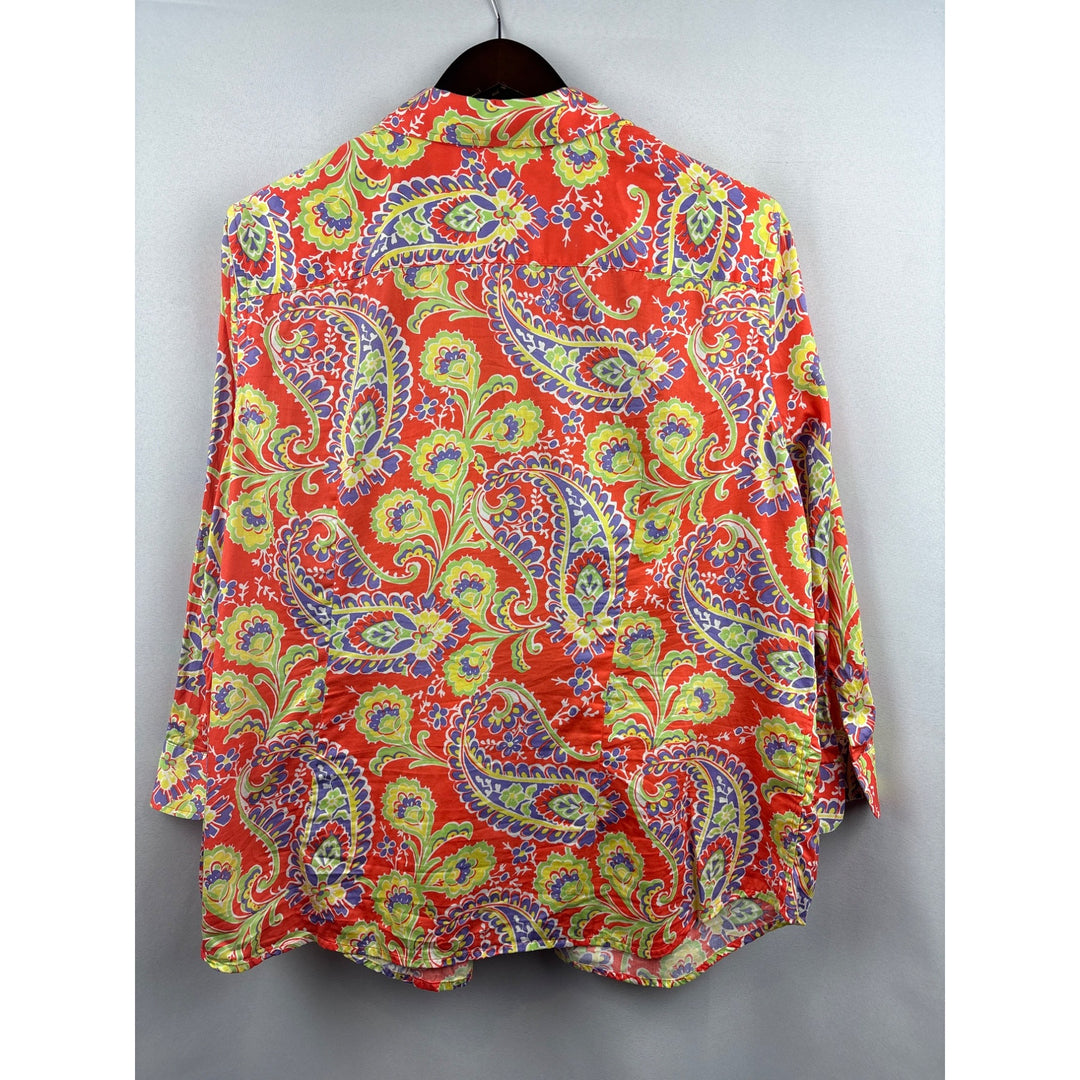Women’s Green Label Ralph Lauren Orange Paisley Button Up