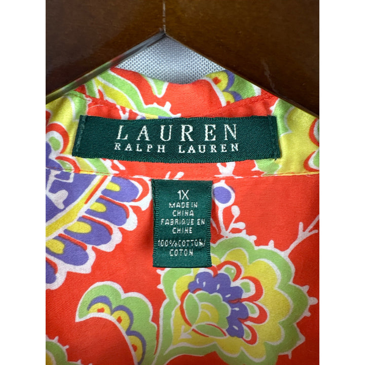 Women’s Green Label Ralph Lauren Orange Paisley Button Up