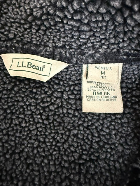L.L. Bean Sherpa Lined Faux Suede Shearling Black Jacket Coat SzM
