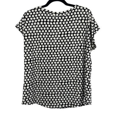 Women’s Chicos Black & White Circular Patterned T-Shirt Sz 2