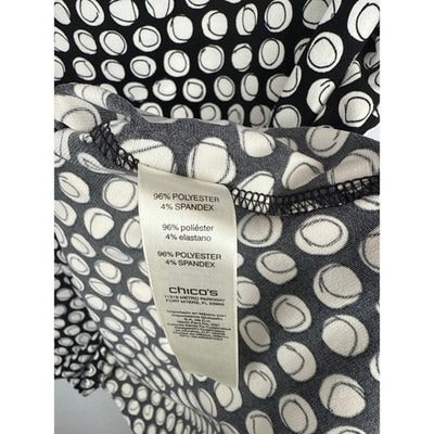 Women’s Chicos Black & White Circular Patterned T-Shirt Sz 2
