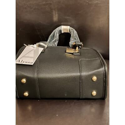 Alyssa Black Faux Leather Satchel Handbag With Lock Detail