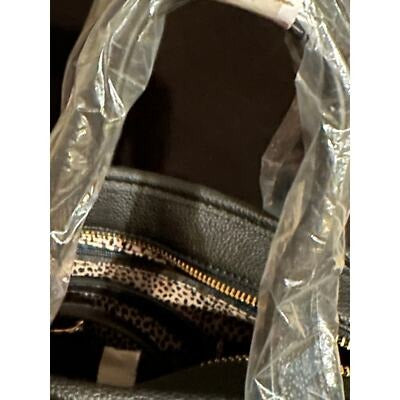 Alyssa Black Faux Leather Satchel Handbag With Lock Detail