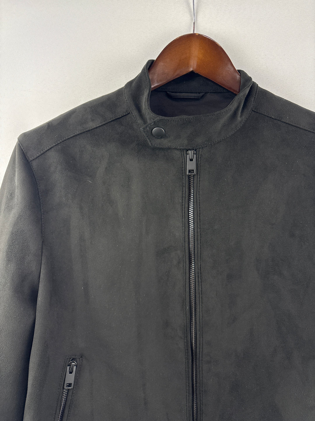Men’s Express Small Black Suede Zip-Up Biker Jacket