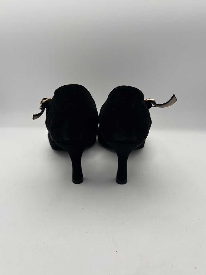 Women’s Arika Nerguiz Size 8.5 Black Suede Black Kitten Heel