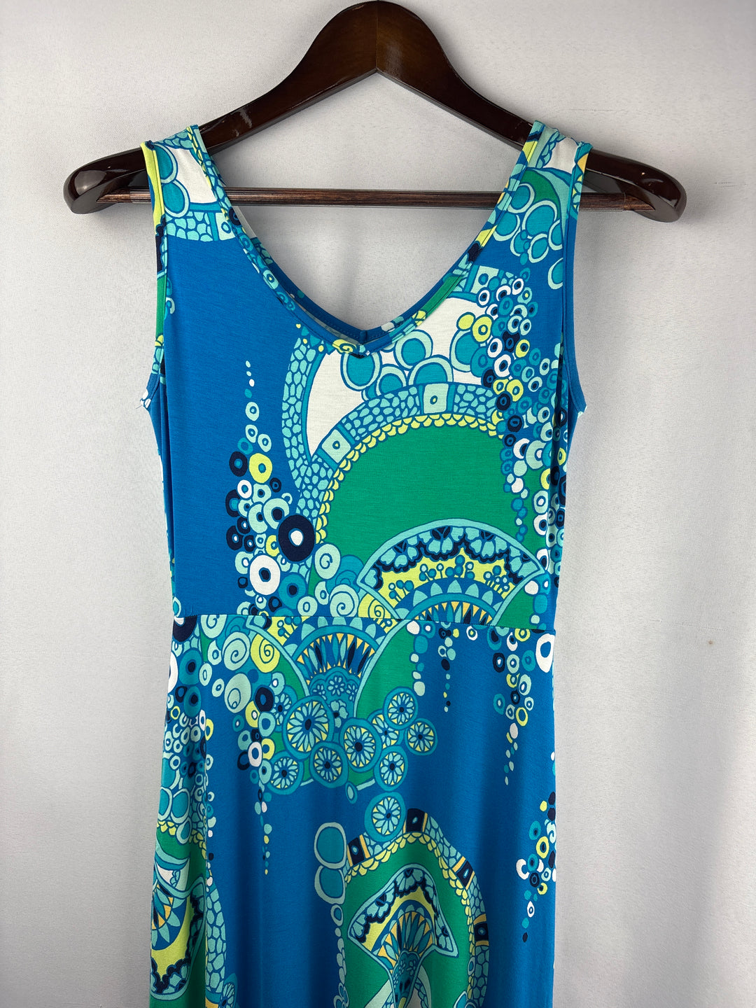Women’s Tori Richard XS Blue Paisley Pattern Sleeveless Maxi Dress