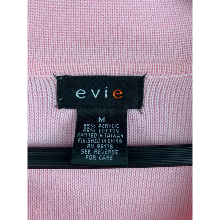 Evie Pink Knit Cardigan Sweater Size M Acrylic & Cotton