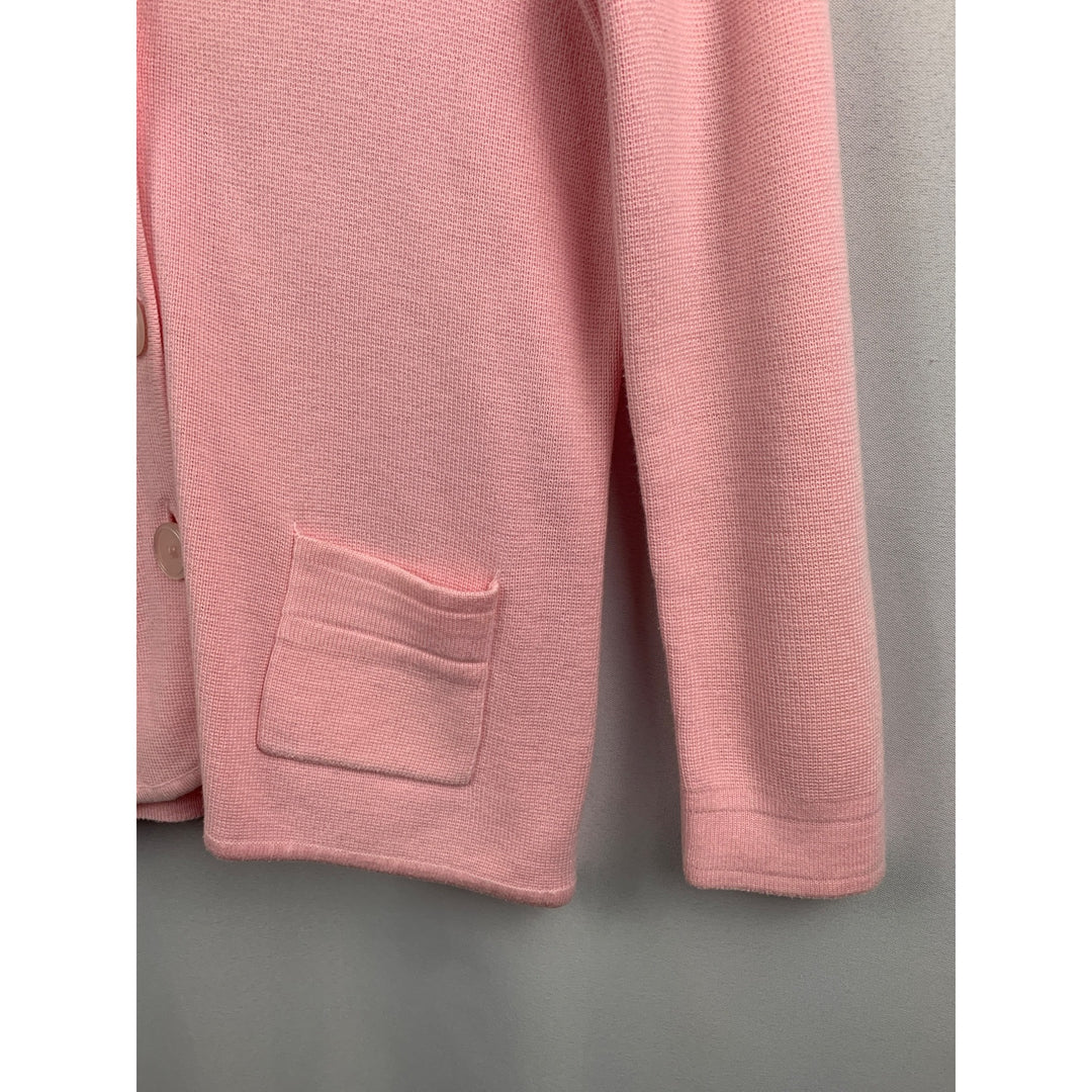 Evie Pink Knit Cardigan Sweater Size M Acrylic & Cotton