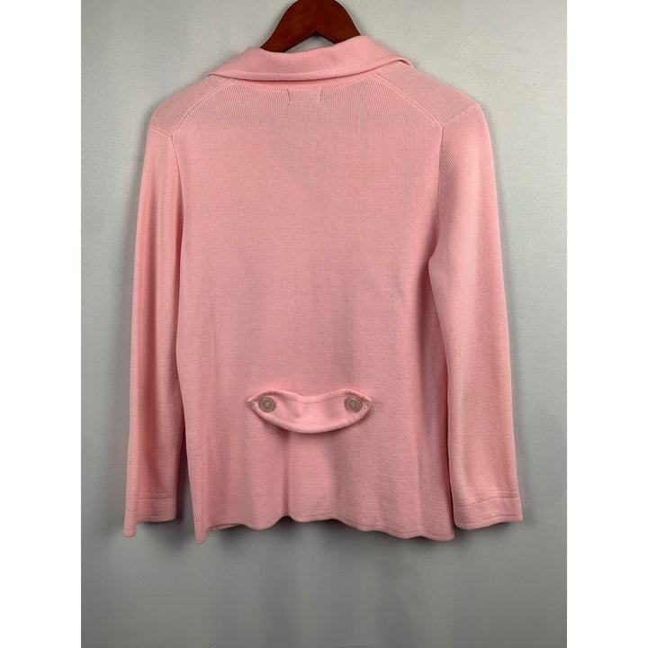 Evie Pink Knit Cardigan Sweater Size M Acrylic & Cotton