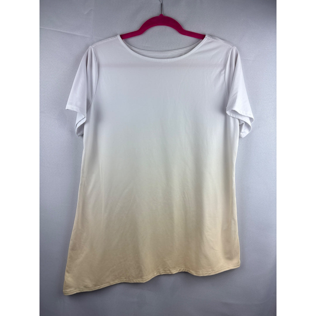 Elizabeth & Clarke Womens White Gradient Short Sleeve T-Shirt S