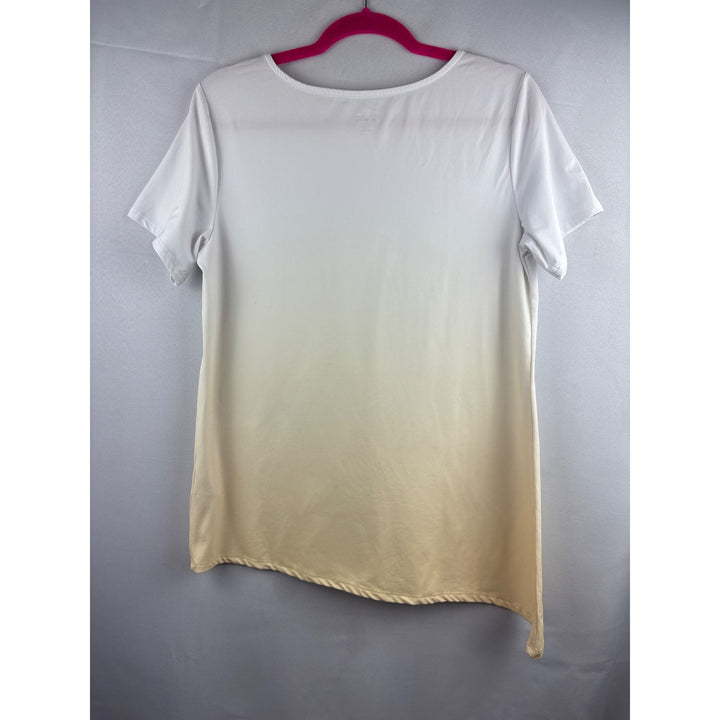 Elizabeth & Clarke Womens White Gradient Short Sleeve T-Shirt S