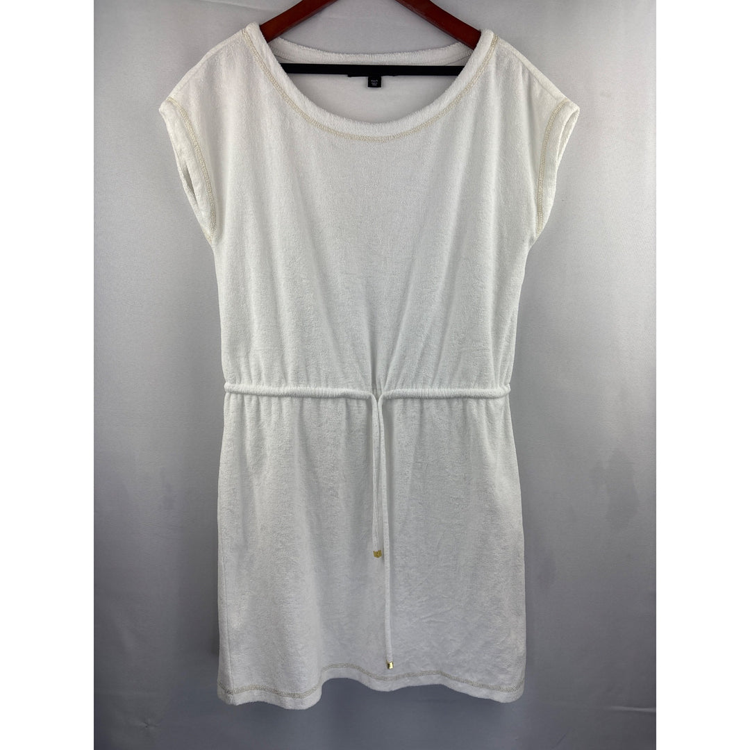Boston Proper Womens White Terry Cloth Short Sleeve Dress Size S