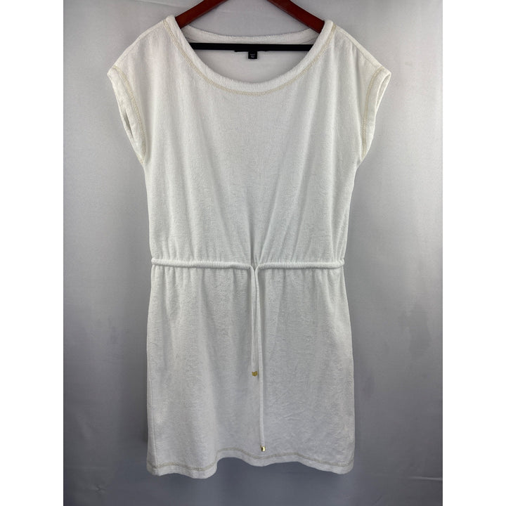 Boston Proper Womens White Terry Cloth Short Sleeve Dress Size S