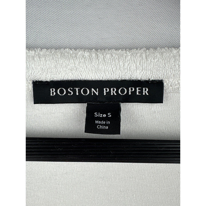 Boston Proper Womens White Terry Cloth Short Sleeve Dress Size S