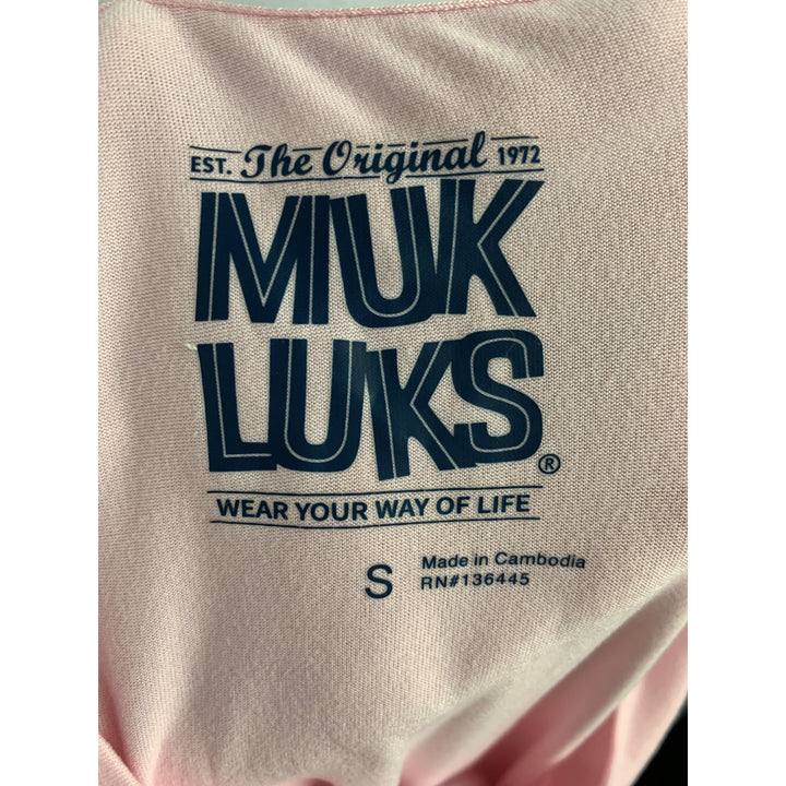 Muk Luks Womens Small Pink V-Neck T-Shirt