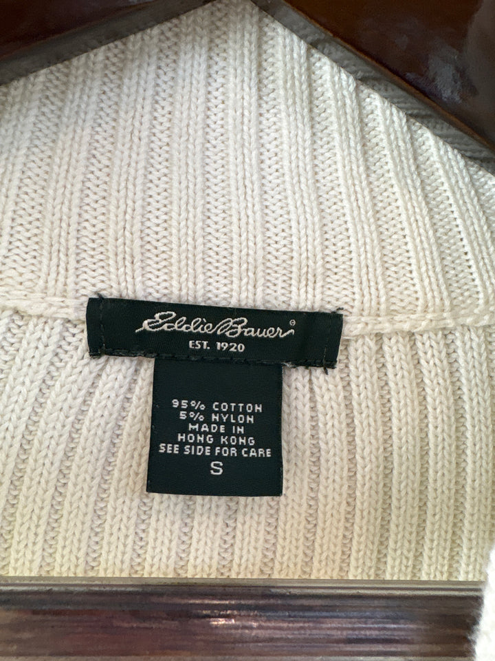 Women’s Eddie Bauer Small Cream Zip-Up Sweater