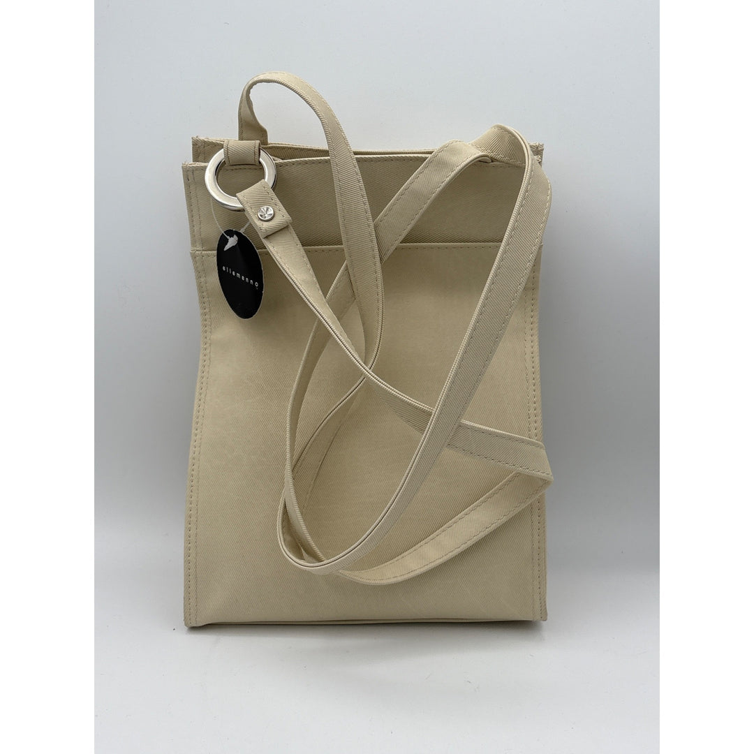 Elle Menno Beige Leather Tote Bag With Adjustable Strap