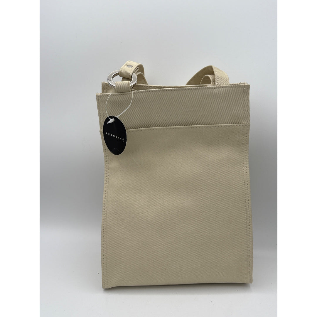 Elle Menno Beige Leather Tote Bag With Adjustable Strap