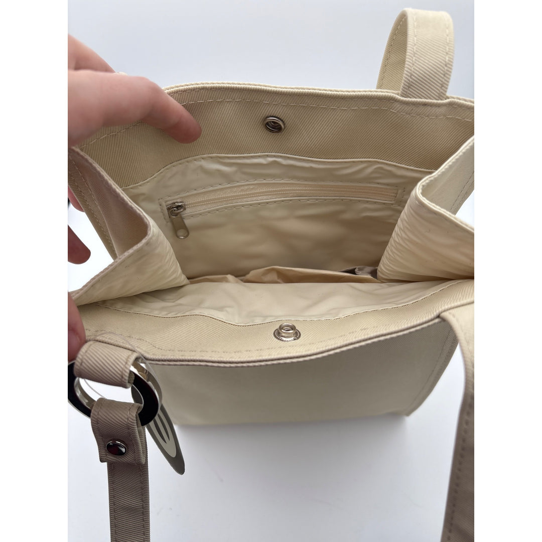 Elle Menno Beige Leather Tote Bag With Adjustable Strap