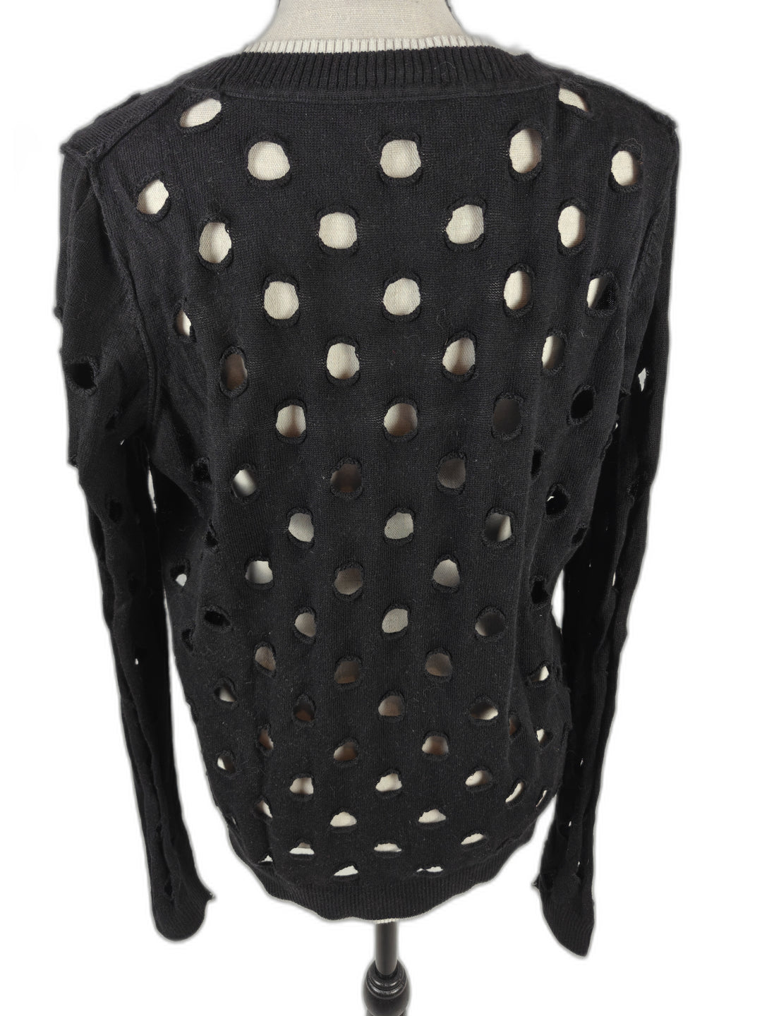 Women’s Enaz Orgl Distressed Cutout Sweater Black Size Medium