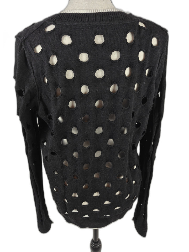 Women’s Enaz Orgl Distressed Cutout Sweater Black Size Medium