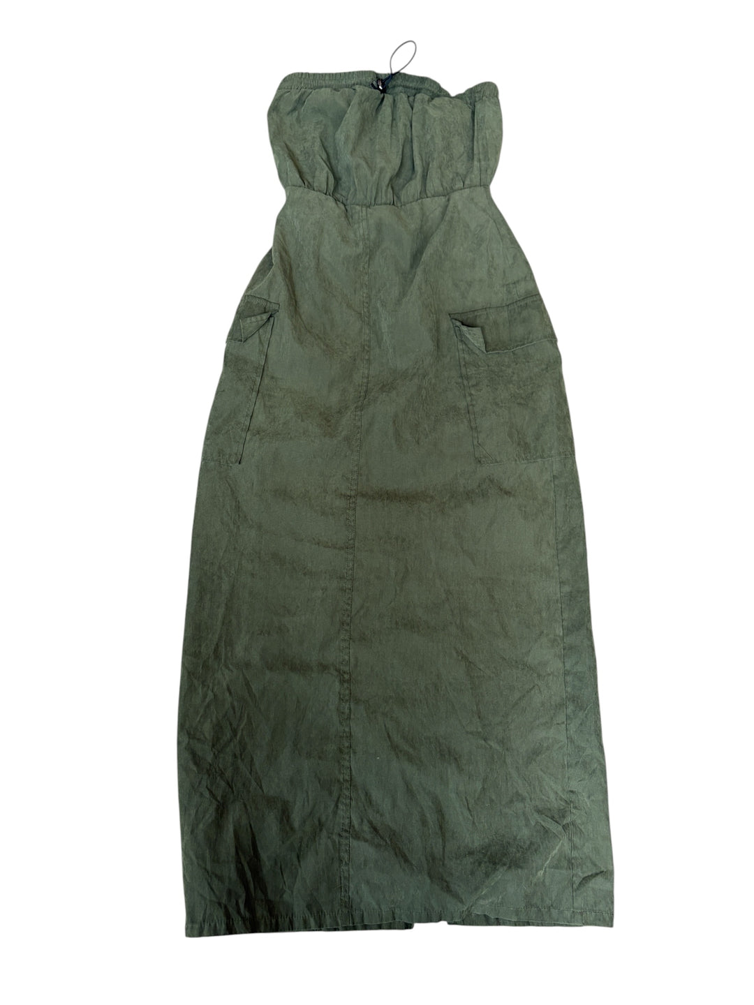 Forever 21 Olive Green Military Bandeau Midi Zip up women's dress, Size S