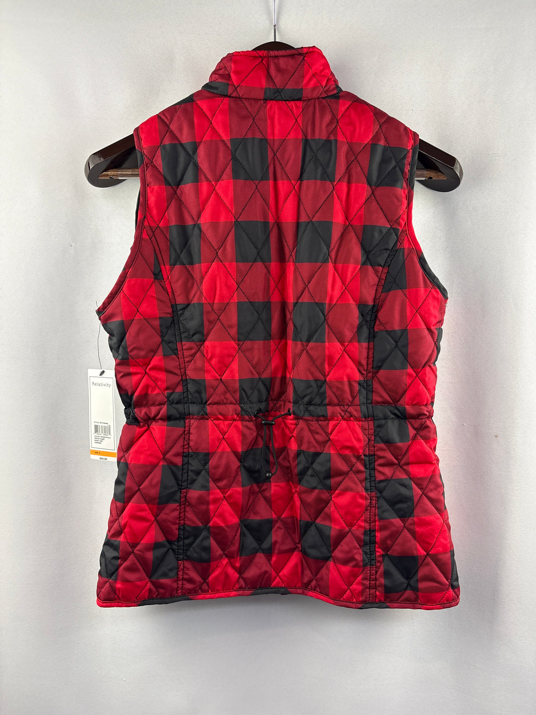 Women’s Relativity Small Red &amp; Black Plaid Puffer Vest