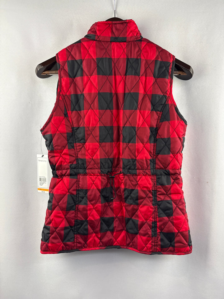 Women’s Relativity Small Red &amp; Black Plaid Puffer Vest