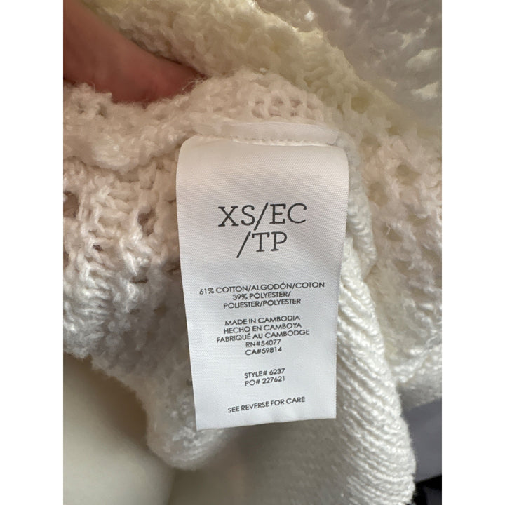 Cabi Womens Open Knit Long Cardigan Sweater XS White